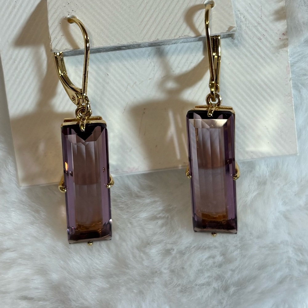 Ralph Lauren Gold Earrings with Lavender Accents - Picture 5 of 6